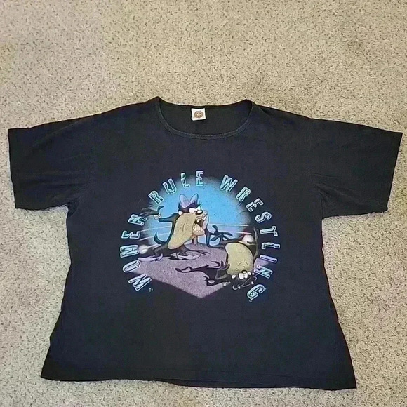 Warner Bros. Tops - Vintage Looney Tunes Taz Women Rule Wrestling Tshirt Size 22/24W